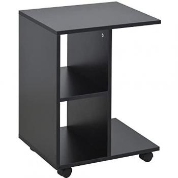 Mesita de Noche HOMCOM con Ruedas 45x35x58 cm Negro