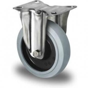 Bockrolle Edelstahlgehäuse 160 mm mit Elastik-Reifen