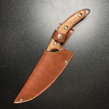 Couteau de chasse Viking, 5/6 pouces, acier inoxydable, étui inclus, manche en bois