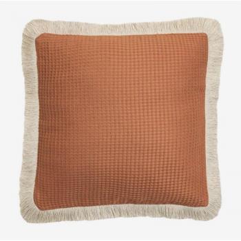 Coussin carré coton orange pêche