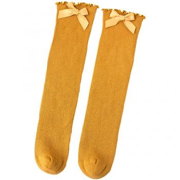 Medias hasta la rodilla con volantes y lazo para niñas pequeñas
