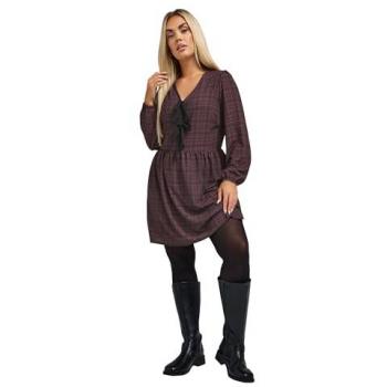 Mini Kleid in burgunderrot, geschwungenes Design, Schleifenfront – Limitierte Kollektion