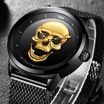 Calavera 3D W Oro/Negro – Reloj Deportivo LIGE