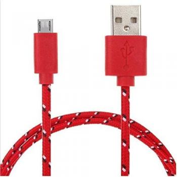Cable Tressé PS4 – 3m, Chargeur Universal, Fil Nylon Rouge