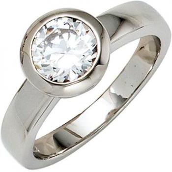 Sterling Silber Damenring mit einem Zirkonia-Glanz, Rhodiniert – 54