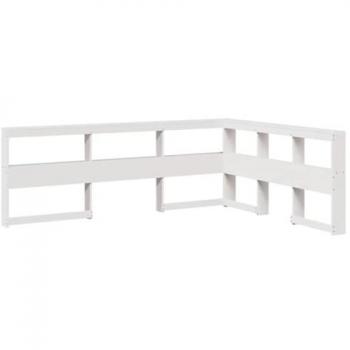 VidaXL L-Shaped Bookcase Headboard 140 cm Solid Pine Wood White with Storage Shelves for Bedroom