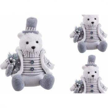 Muñeco de Navidad Oso Tejido en Colores Neutros 28 cm