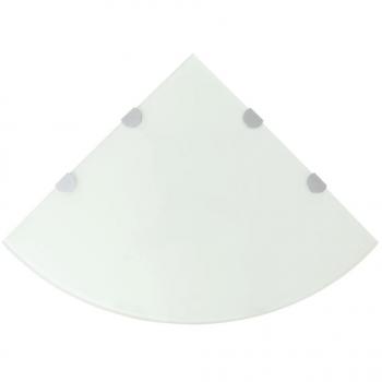 Scaffale Angolare 45x45 cm in Vetro Bianco con Supporti Cromati