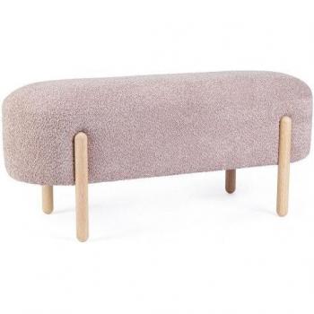 Panca Linea Dayla Rosa antico con base di legno Cauciù, rivestimento in loopback