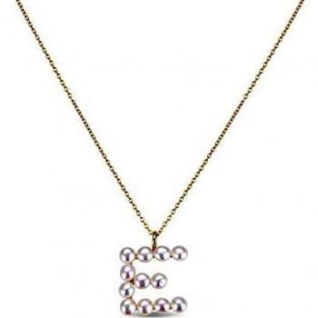 COLLAR LUXENTER LETRA E PLATA CON BAÑO DE ORO