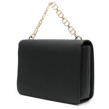Borsa a Mano Donna Love Moschino Nero con Tracolla Removibile e Dettagli Oro
