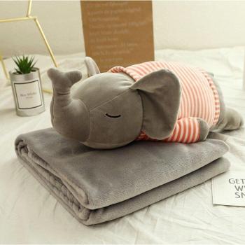 100x160cm Cartoon Animal Travel Blanket with Cushion