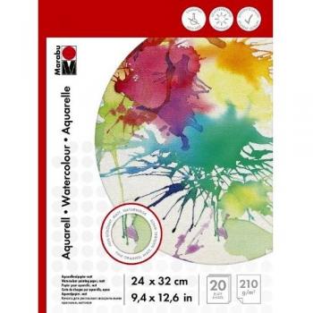 Marabu Bloc Aquarelle 20 Feuilles 210 g/m² Blanc Naturel