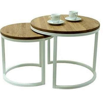 Lumarc Modena, Lot de 2 Tables Basses Ø50x43 cm / Ø40x38 cm