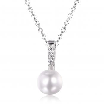 Collier Bonne Fête Maman Aixyu Argent 925 Perle d'imitation Pendentif idéal Zircon Cubique Chaîne Élégante 45+5CM Cadeau avec Paquet de Mum