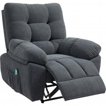 Fauteuil de détente HOMCOM Gris – Télécommande, vibration, chaleur