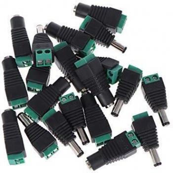 LEORX Enchufe DC macho 2.1 mm + hembra 5.5 mm – Conector de cámara de seguridad