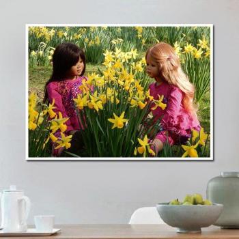 Handgemaakt diamant schilderen borduurset pop en gele bloem 20X30CM