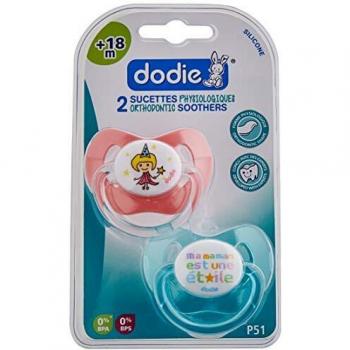 Dodie Sucette Physiologique Silicone Duo Fille +18mois