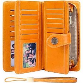 SENDEFN Damen‑Geldbörse – Leder, groß, RFID‑Schutz