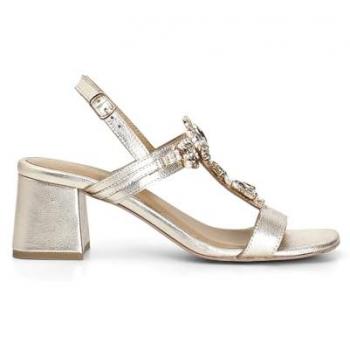 Sandali “T” pelle e platino 38