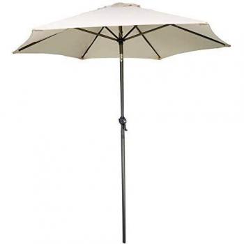 2m Lightweight Aluminium Garden Parasol with Crank & Tilt Mechanism in Cream