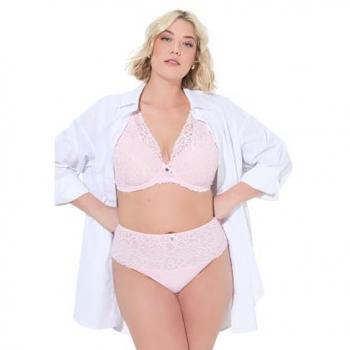 Ulla Popken Sparkling Lace String-Bottom 42/44 – Rosa, Baumwolle/Elasthan