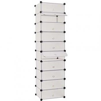 Interlocking Shoe Organizer with 10 Compartments White