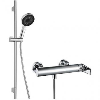 Ensemble de douche Kielle Harmonia avec robinet, barre télescopique, tuyau et pomme en chrome 20623SN10