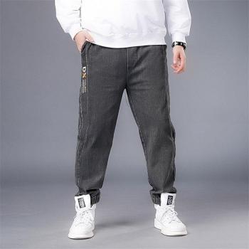 Elastic Waist Baggy Jeans for Men Plus Size Black Denim 6XL 7XL HX539
