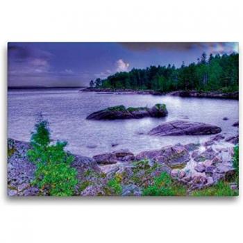 Vänern Panorama Textil-Leinwand – Schwarze Nacht, Schwedisches Design