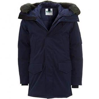 Kenzo Men's XL Navy Blue Hooded Fur Jacket