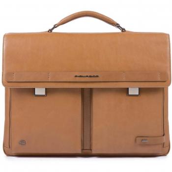 Piquadro Cube Laptoptasche, zwei Verschlüsse, iPad®10,5’’/15,6 Zoll-Fach, lohfarben