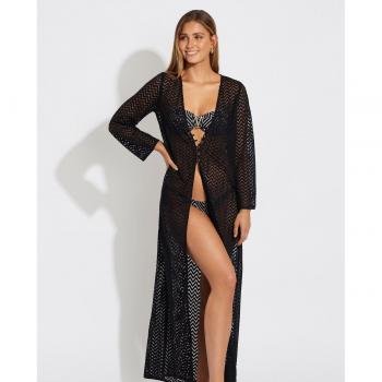 Selmark Vestido de Playa con Mangas Largas