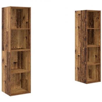 Mueble salón TV 2 piezas, acabado marrón, dimensiones 37x37x142.5 cm