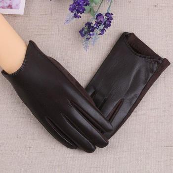 Women's Thick Suede Leather Winter Driving Gloves with Touch Screen