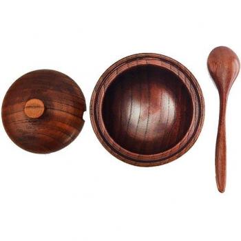 Natural Bamboo Spices Container with Utensil