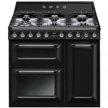 Cocina Gas SMEG TR93BL 90cm Negro Inox 6f