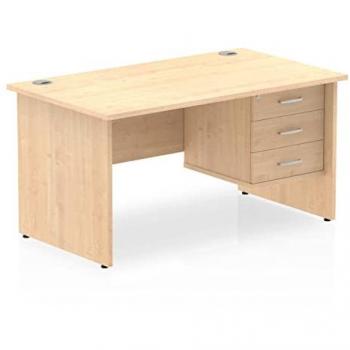 Impulse Bench 1400 x 800mm Straight Office Desk Maple Top Panel End Leg