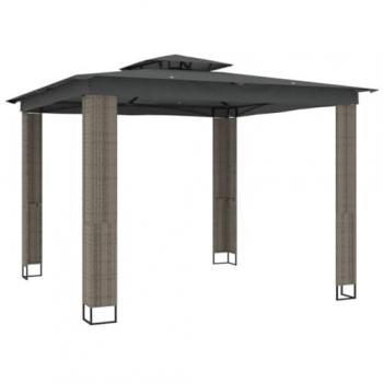 Gazebo con Tetto Doppio Antracite 2,94x2,94 m in Acciaio
