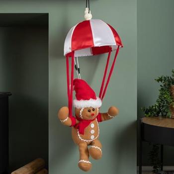 Battery-Operated 57cm Gingerbread Man: Musical Parachute & Leg Kick Feature