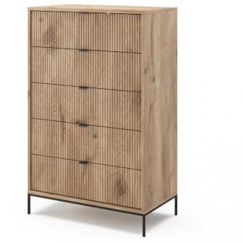 Eliza 76×120 cm, Commode Vicco, 5 tiroirs en chêne Viking