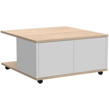 FMD Compact Coffee Table 70x70x36 cm, Oak Finish and White Gloss