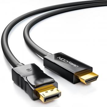 DELEYCON 3 m DisplayPort zu HDMI Kabel – 1080p / 3D / Audioübertragung (Schwarz)