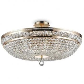 Antiker Gold‑Kristall Deckenlampen-Set – 65 cm rund, 12 Flammen