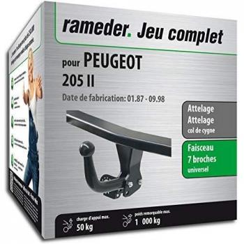 Attelage démontable Rameder avec Outil et Faisceau 7 Broches pour Peugeot 205 II
