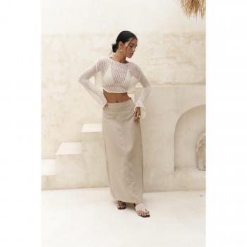 Falda de dama beige con detalle Samir Pis
