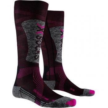 X-Socks Women's Ski Energizer LT 4.0 Black/Fluo Pink/Stone Grey Melange Socks