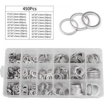Set de Tapones de Drenaje y Arandelas de Aluminio 450 Piezas