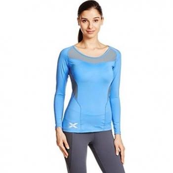Top Deportivo 2XU Femenino, Mangas Largas, Ventilado, Azul Gris XL